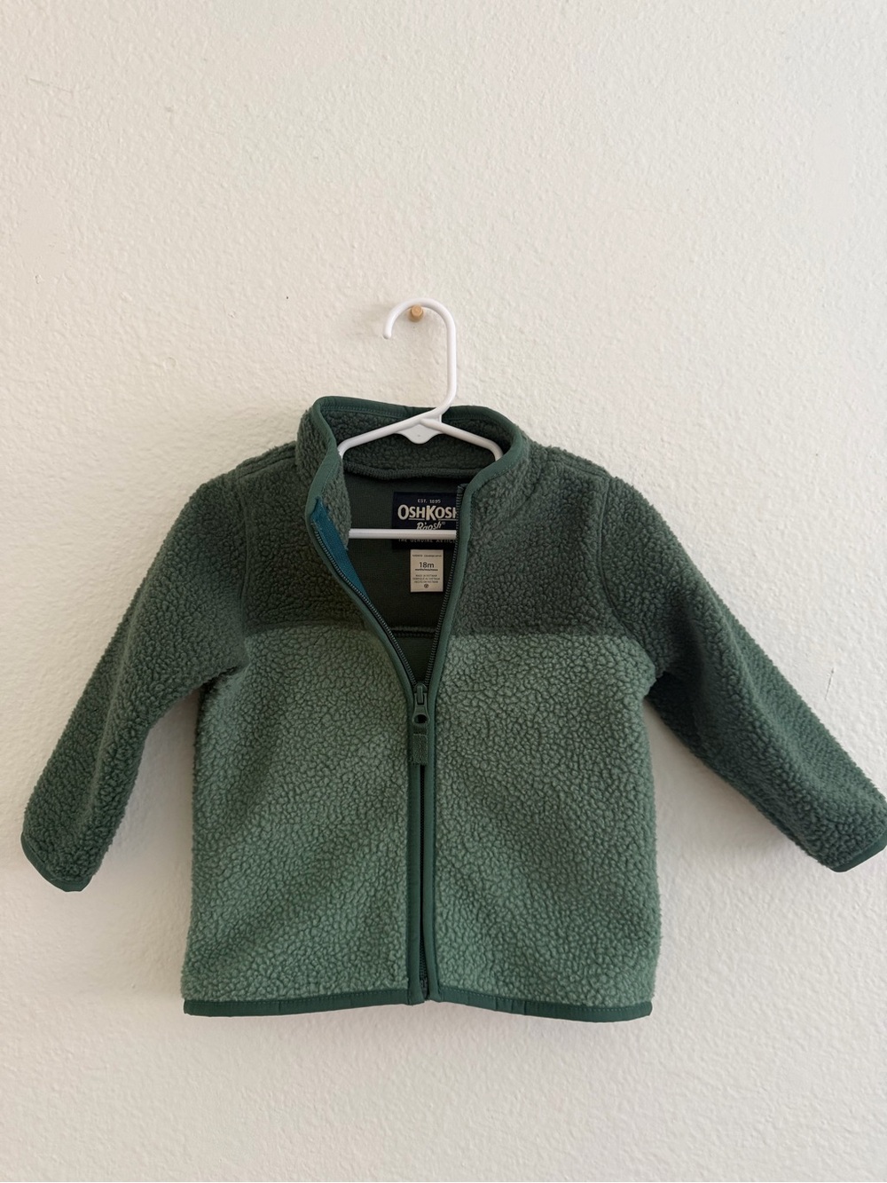 OshKosh Two-Tone Green Sherpa Zip Jacket
